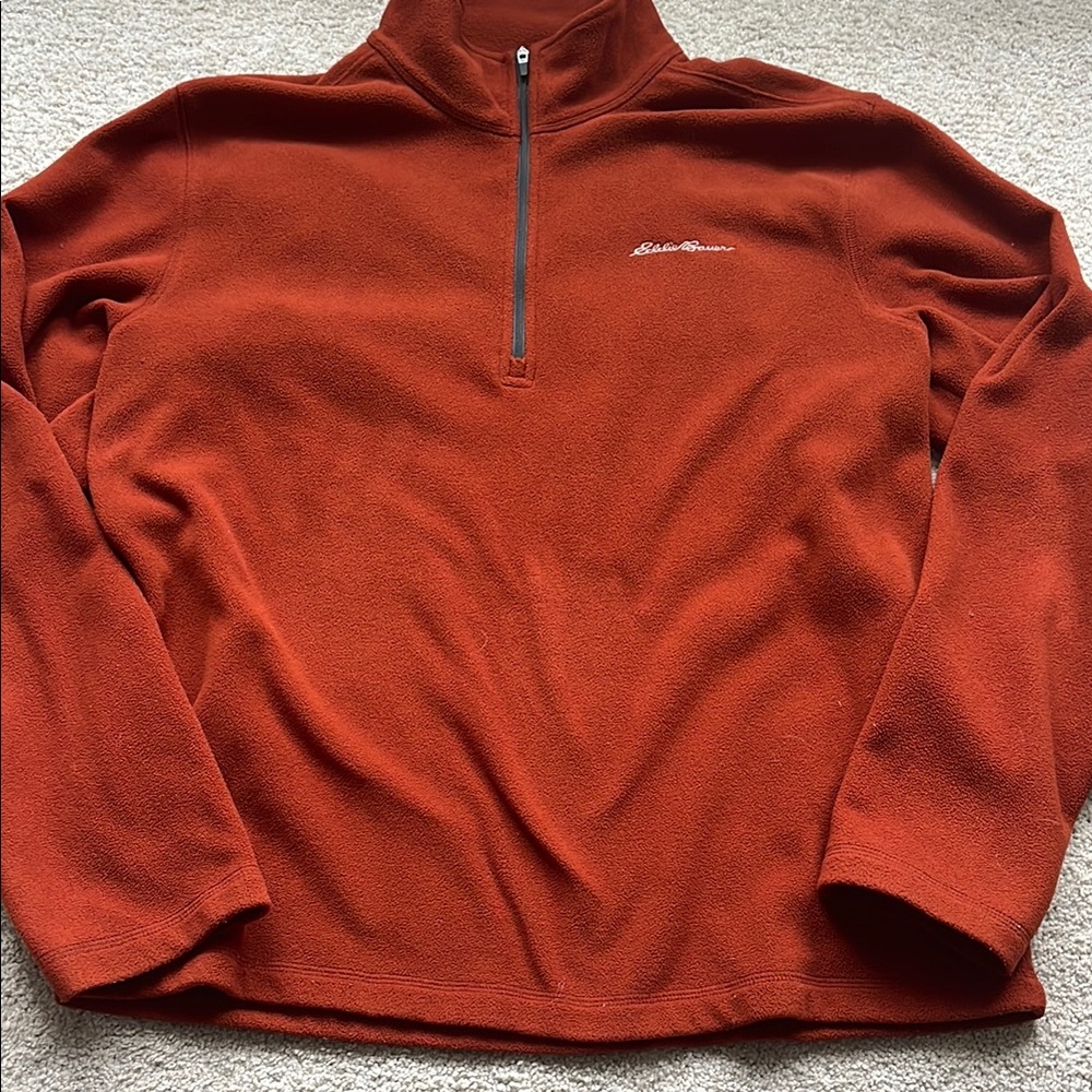 Eddie Bauer Rust Quarter-Zip Fleece Pullover